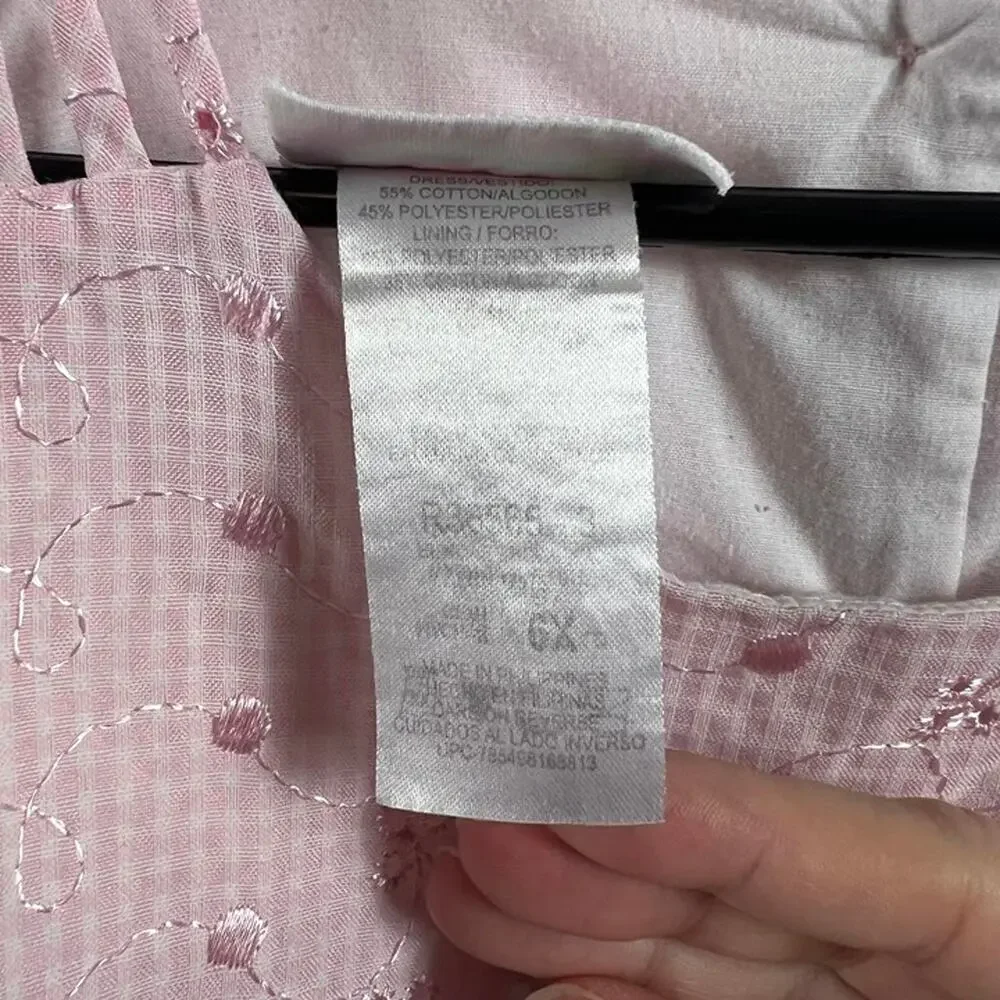 Ashley Ann Pink & White Plaid Embroidered Dress | Floral Bow Back Girls Size 6X